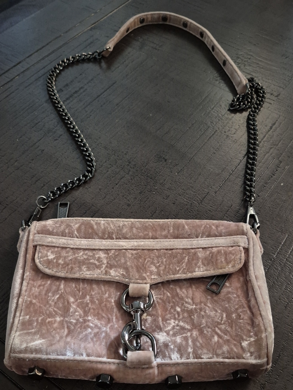 Rebecca Minkoff Velvet Chain Strap Crossbody Bag in Dusty Rose